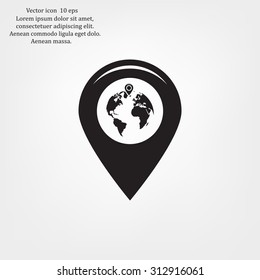 Map pointer flat icon, vector illustration. Flat design style