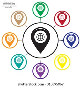 Map pointer flat icon, vector illustration. Flat design style