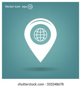 Map pointer flat icon, vector illustration. Flat design style