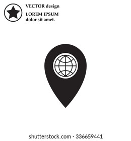 Map pointer flat icon, vector illustration. Flat design style