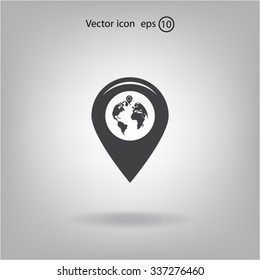 Map pointer flat icon, vector illustration. Flat design style
