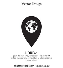 Map pointer flat icon, vector illustration. Flat design style