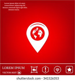 Map pointer flat icon, vector illustration. Flat design style