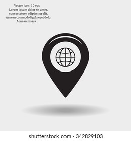 Map pointer flat icon, vector illustration. Flat design style