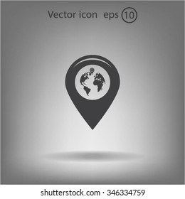 Map pointer flat icon, vector illustration. Flat design style