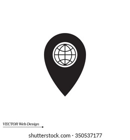 Map pointer flat icon, vector illustration. Flat design style