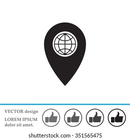 Map pointer flat icon, vector illustration. Flat design style