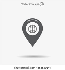Map pointer flat icon, vector illustration. Flat design style