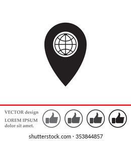Map pointer flat icon, vector illustration. Flat design style