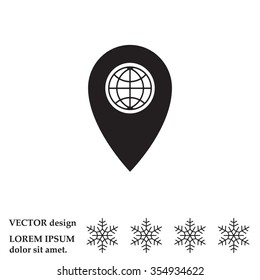 Map pointer flat icon, vector illustration. Flat design style