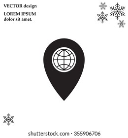 Map pointer flat icon, vector illustration. Flat design style