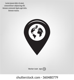 Map pointer flat icon, vector illustration. Flat design style
