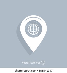 Map pointer flat icon, vector illustration. Flat design style