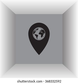 Map pointer flat icon, vector illustration. Flat design style
