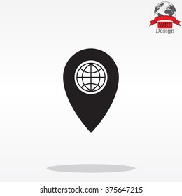 Map pointer flat icon, vector illustration. Flat design style