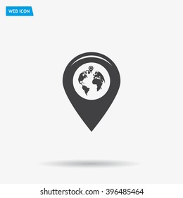 Map pointer flat icon, vector illustration. Flat design style
