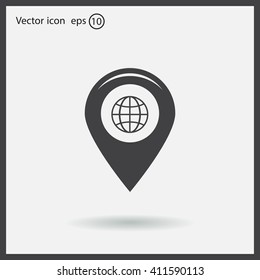 Map pointer flat icon, vector illustration. Flat design style