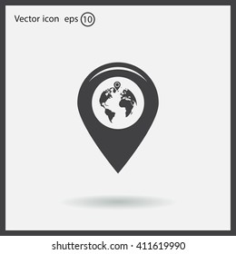 Map pointer flat icon, vector illustration. Flat design style