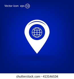 Map pointer flat icon, vector illustration. Flat design style
