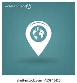 Map pointer flat icon, vector illustration. Flat design style