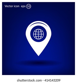 Map pointer flat icon, vector illustration. Flat design style