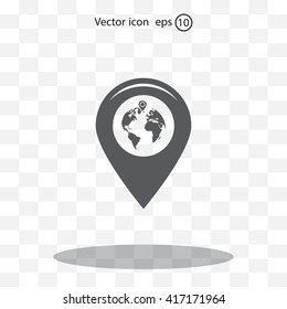 Map pointer flat icon, vector illustration. Flat design style