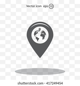 Map pointer flat icon, vector illustration. Flat design style