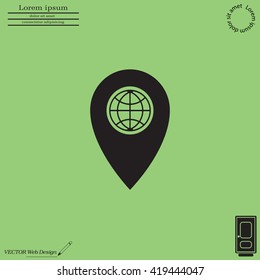 Map pointer flat icon, vector illustration. Flat design style