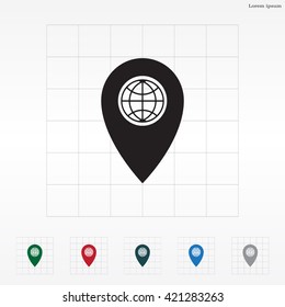 Map pointer flat icon, vector illustration. Flat design style