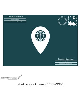 Map pointer flat icon, vector illustration. Flat design style