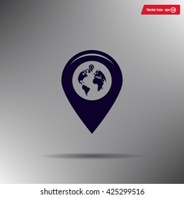 Map pointer flat icon, vector illustration. Flat design style