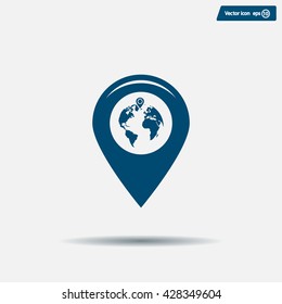 Map pointer flat icon, vector illustration. Flat design style