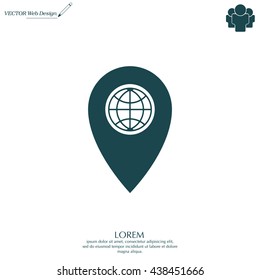 Map pointer flat icon, vector illustration. Flat design style