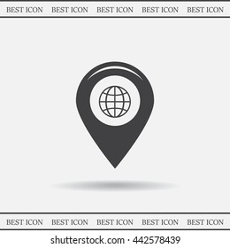 Map pointer flat icon, vector illustration. Flat design style