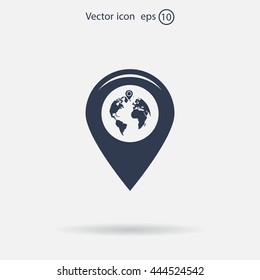 Map pointer flat icon, vector illustration. Flat design style