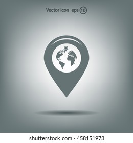 Map pointer flat icon, vector illustration. Flat design style