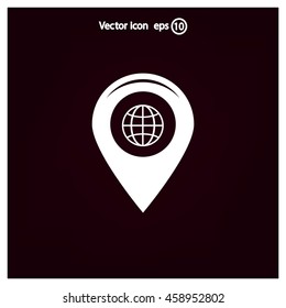 Map pointer flat icon, vector illustration. Flat design style