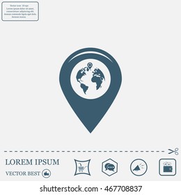 Map pointer flat icon, vector illustration. Flat design style