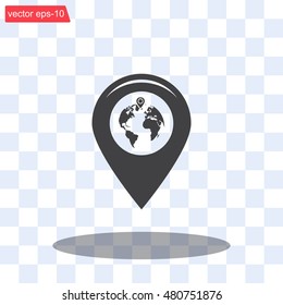Map pointer flat icon, vector illustration. Flat design style