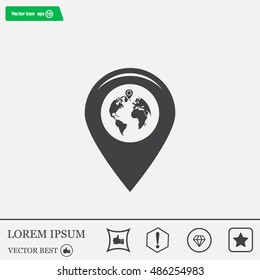 Map pointer flat icon, vector illustration. Flat design style