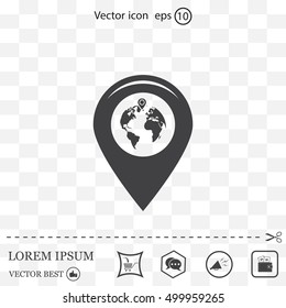 Map pointer flat icon, vector illustration. Flat design style