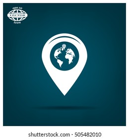 Map pointer flat icon, vector illustration. Flat design style