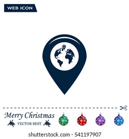 Map pointer flat icon, vector illustration. Flat design style