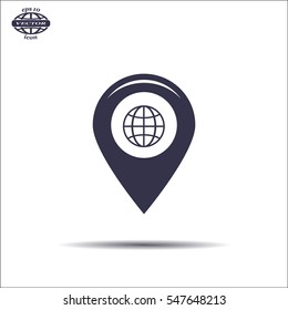 Map pointer flat icon, vector illustration. Flat design style