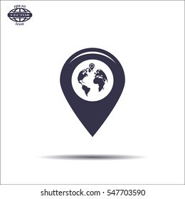 Map pointer flat icon, vector illustration. Flat design style