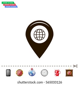 Map pointer flat icon, vector illustration. Flat design style