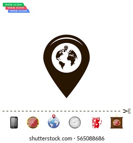 Map pointer flat icon, vector illustration. Flat design style