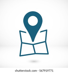 Map pointer flat icon, vector illustration