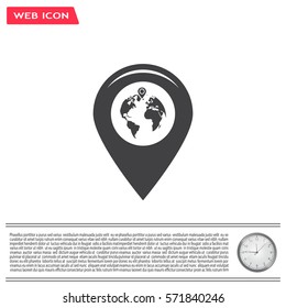 Map pointer flat icon, vector illustration. Flat design style