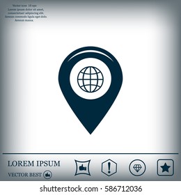 Map pointer flat icon, vector illustration. Flat design style